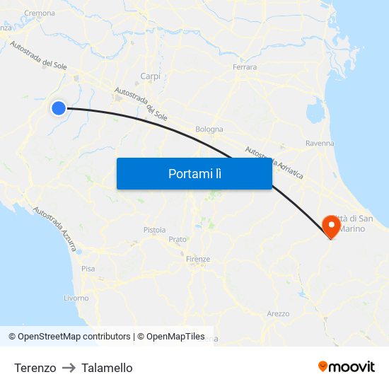 Terenzo to Talamello map