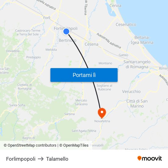 Forlimpopoli to Talamello map