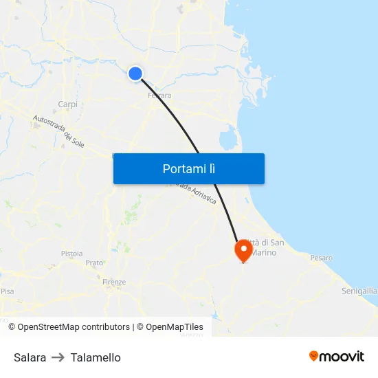 Salara to Talamello map