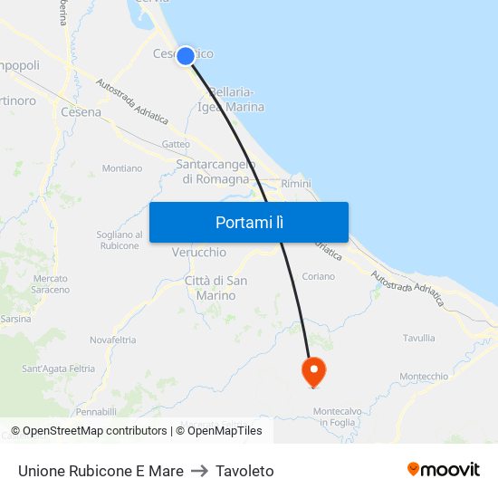 Unione Rubicone E Mare to Tavoleto map