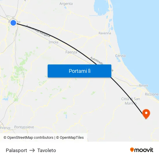 Riva Di Reno - Lame to Tavoleto map