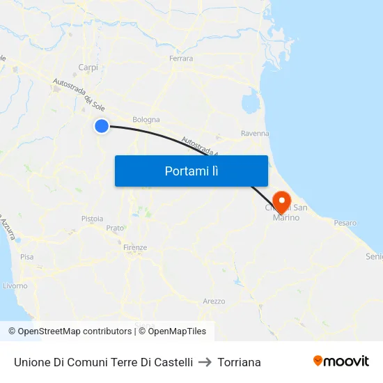 Unione Di Comuni Terre Di Castelli to Torriana map