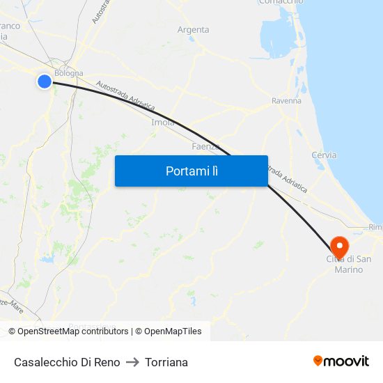 Casalecchio Di Reno to Torriana map