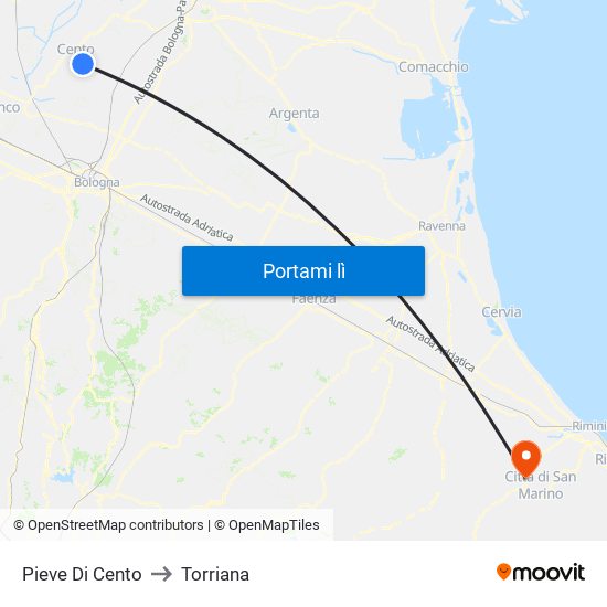 Pieve Di Cento to Torriana map