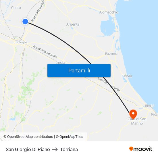 San Giorgio Di Piano to Torriana map