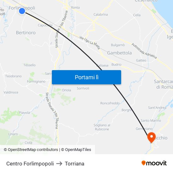 Centro Forlimpopoli to Torriana map