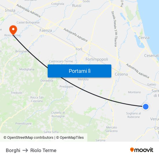Borghi to Riolo Terme map