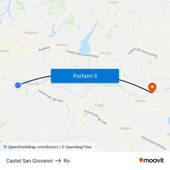 Castel San Giovanni to Ro map