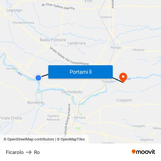 Ficarolo to Ro map