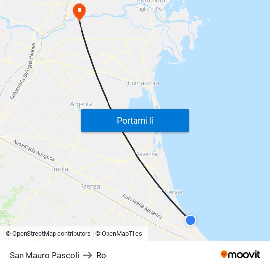 San Mauro Pascoli to Ro map