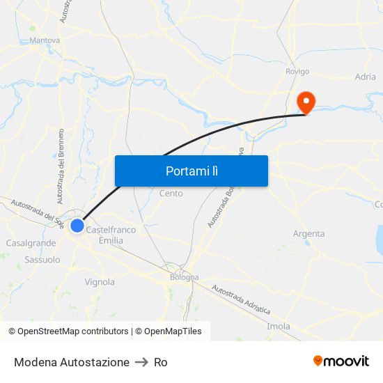 Modena  Autostazione to Ro map