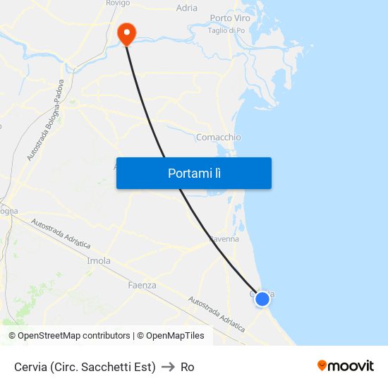 Cervia (Circ. Sacchetti Est) to Ro map