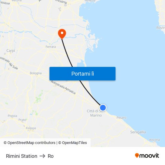 Rimini Station to Ro map