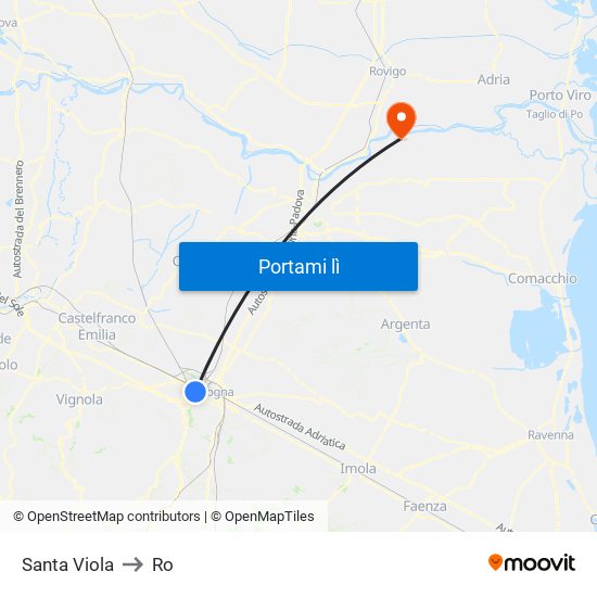 Santa Viola to Ro map