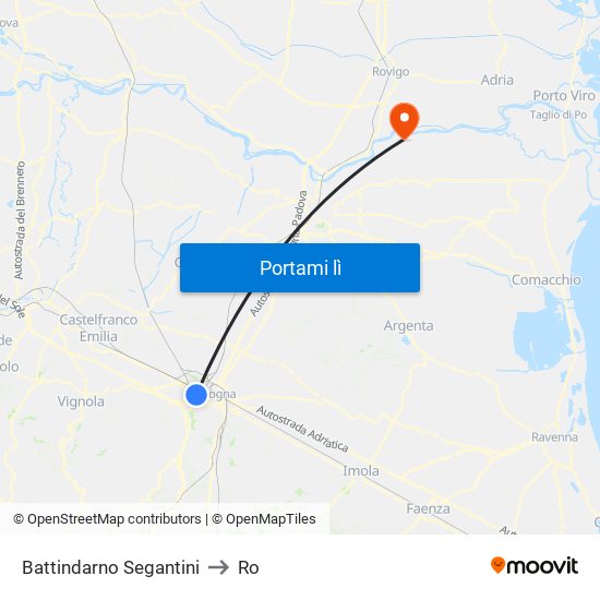 Battindarno Segantini to Ro map