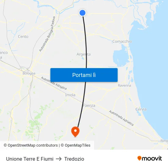 Unione Terre E Fiumi to Tredozio map