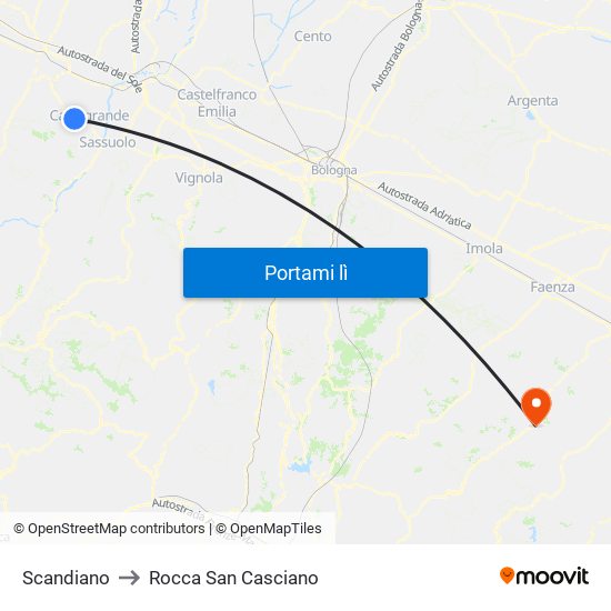 Scandiano to Rocca San Casciano map