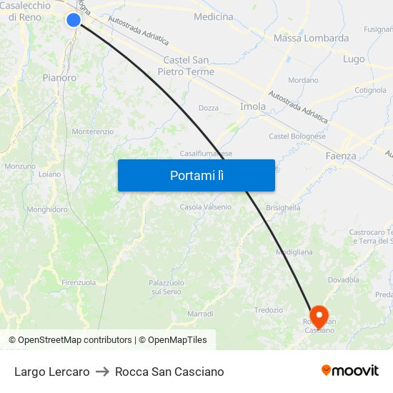 Largo Lercaro to Rocca San Casciano map