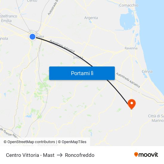 Centro Vittoria - Mast to Roncofreddo map