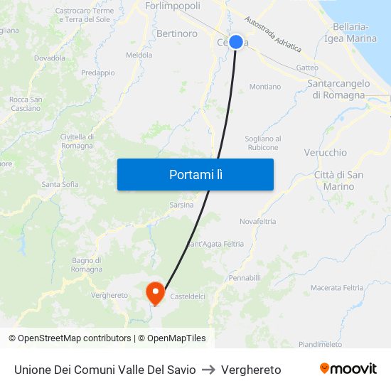 Unione Dei Comuni Valle Del Savio to Verghereto map