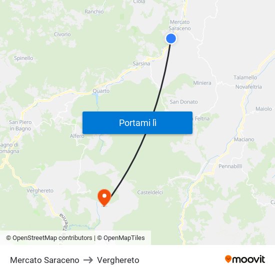 Mercato Saraceno to Verghereto map