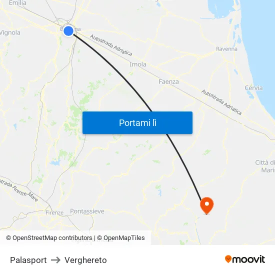 Riva Di Reno - Lame to Verghereto map