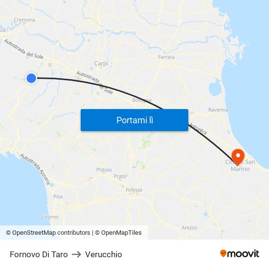 Fornovo Di Taro to Verucchio map
