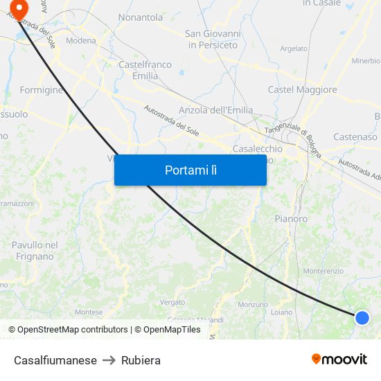 Casalfiumanese to Rubiera map