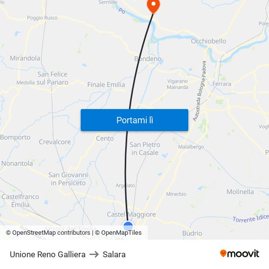 Unione Reno Galliera to Salara map