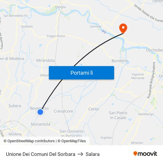 Unione Dei Comuni Del Sorbara to Salara map