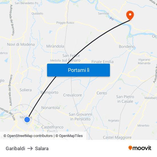 Garibaldi to Salara map