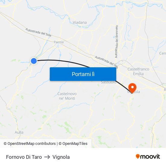 Fornovo Di Taro to Vignola map