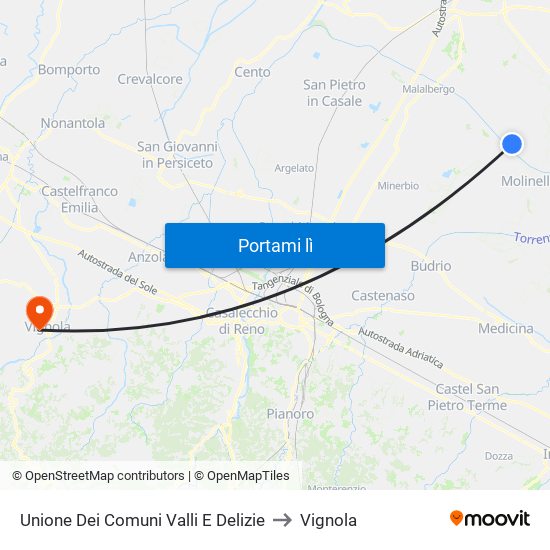 Unione Dei Comuni Valli E Delizie to Vignola map