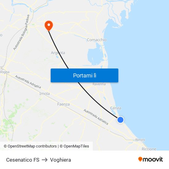 Cesenatico FS to Voghiera map