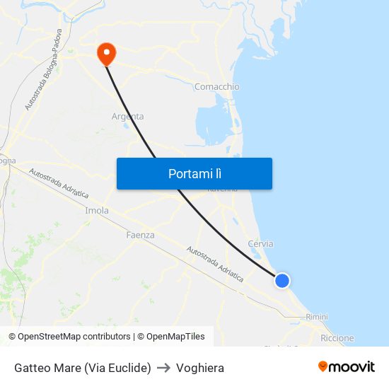Gatteo Mare (Via Euclide) to Voghiera map