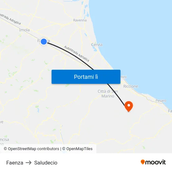 Faenza to Saludecio map