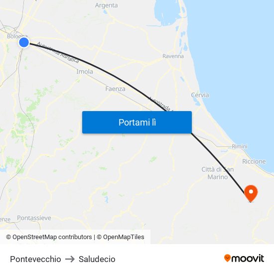 Pontevecchio to Saludecio map