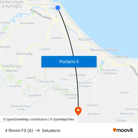 4 Rimini FS (A) to Saludecio map