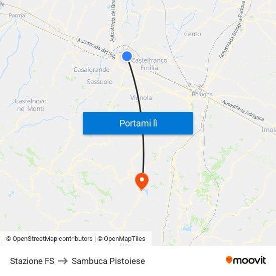 Stazione FS to Sambuca Pistoiese map