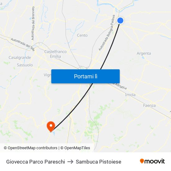 Giovecca Parco Pareschi to Sambuca Pistoiese map