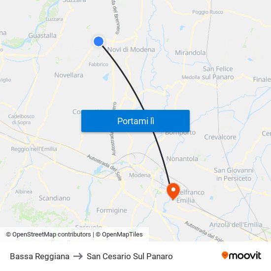 Bassa Reggiana to San Cesario Sul Panaro map