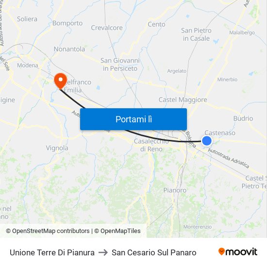 Unione Terre Di Pianura to San Cesario Sul Panaro map