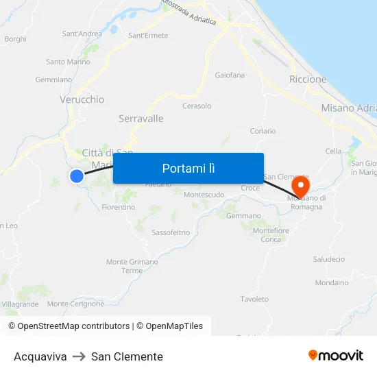 Acquaviva to San Clemente map
