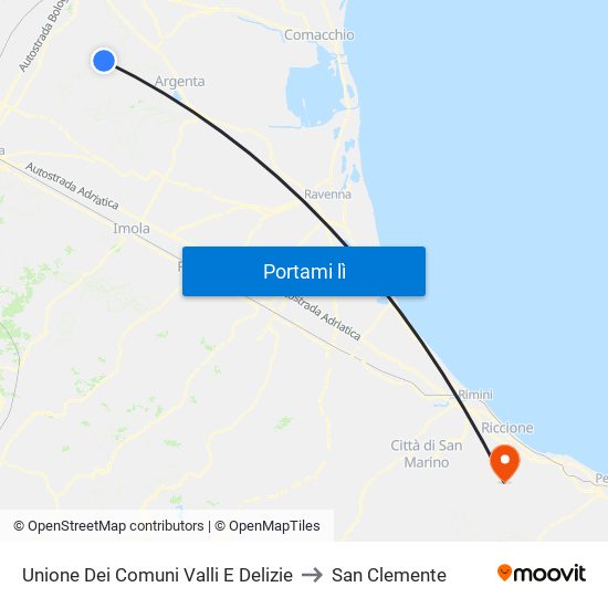 Unione Dei Comuni Valli E Delizie to San Clemente map