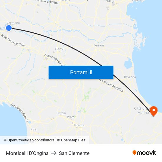 Monticelli D'Ongina to San Clemente map