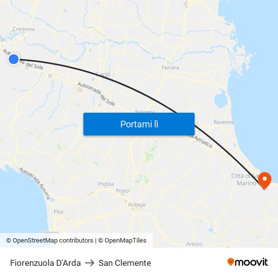 Fiorenzuola D'Arda to San Clemente map
