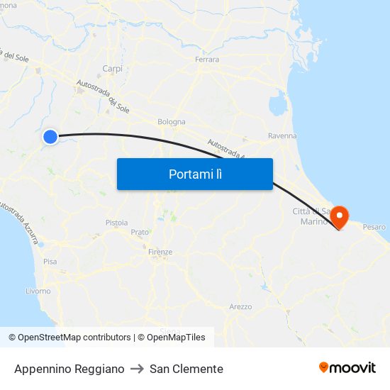 Appennino Reggiano to San Clemente map