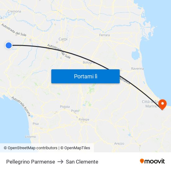 Pellegrino Parmense to San Clemente map