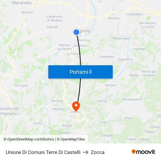Unione Di Comuni Terre Di Castelli to Zocca map