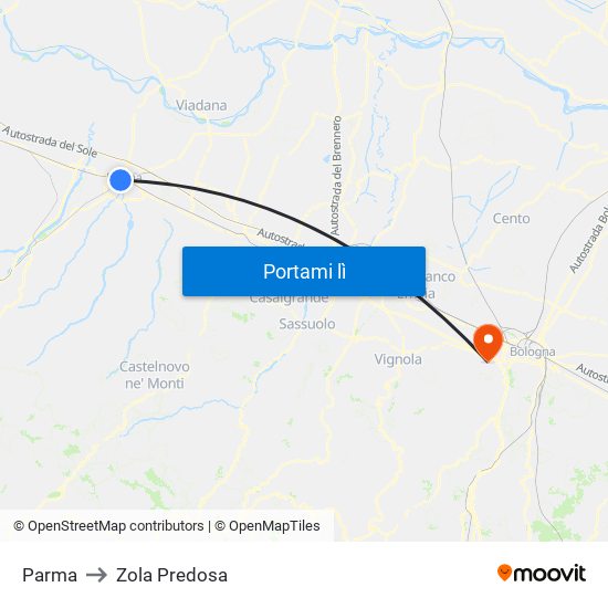 Parma to Zola Predosa map